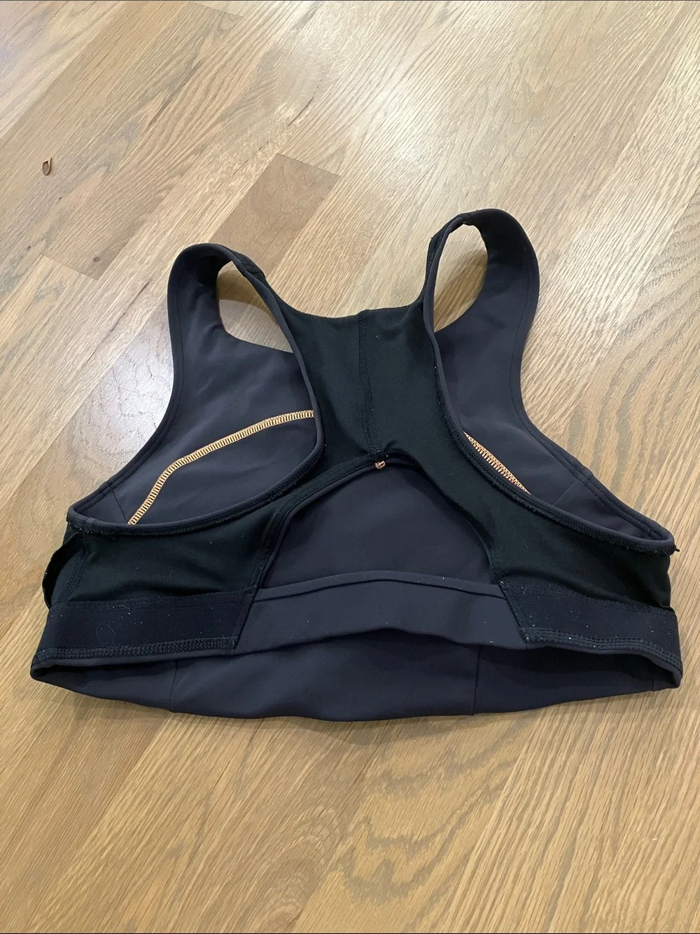 Lululemon Women's Black Orange Tough Train High-Neck Sports Bra